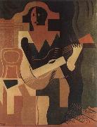 Juan Gris The clown playing Guitar oil painting picture wholesale